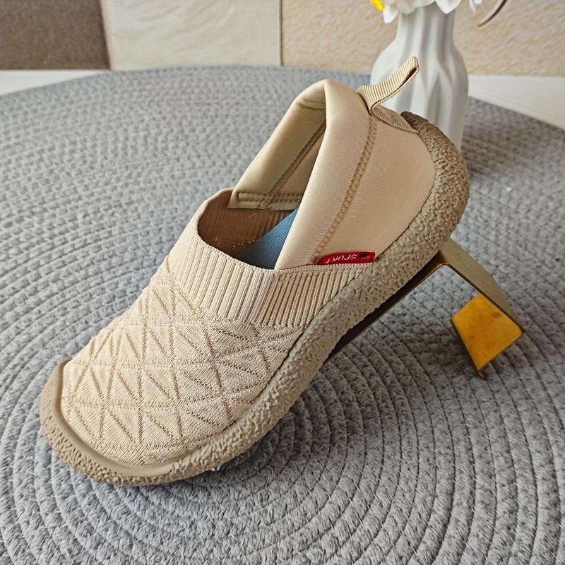 Women's Elegant Slip-On Shoes - Breathable Mesh & Soft Rubber Sole, All-Season Comfort, Beige Casual Shoes with Round Toe for Casual Attire
