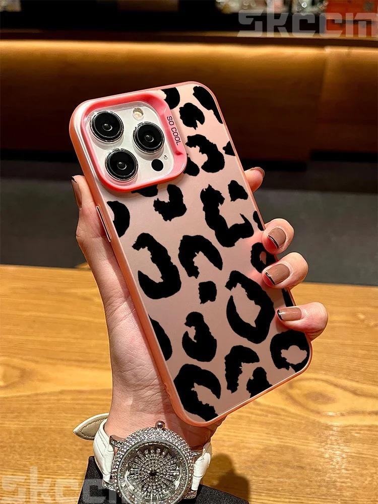 Leopard Print Art Electroplate Silver IMD Phone Case For iPhone 15 Pro Max 16 14 13 12 11 7 8 Plus X XS XR Shockproof Hard Cover