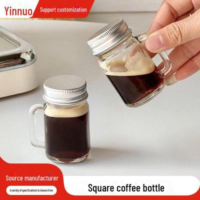 Mini-Einmachglasbecher mit quadratischem Griff – Kaffeespender, versiegeltes Glas, transparente Dessertschale