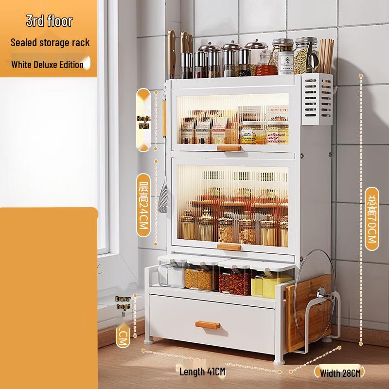 YouShu 3-Tier Dustproof Kitchen Spice Organizer with Drawers