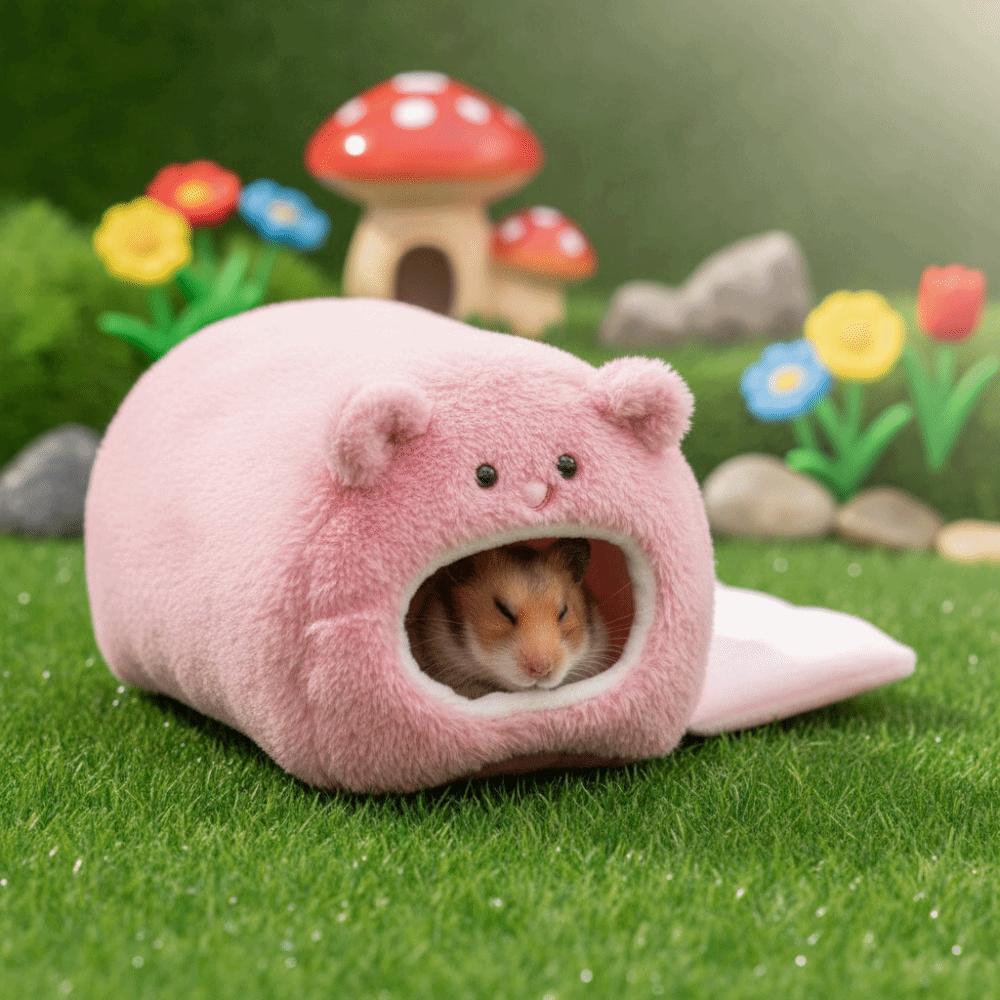 Cozy Hamster Warm Bed Bear Shape Pet Sleep Nest Cartoon Hamster Cage Bed Small Pet