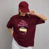 Women Oversized Crew Neck T-Shirt The French Breakfast Blueberry Cake Graphic Print Short Sleeve Cotton Tee S-XXXL