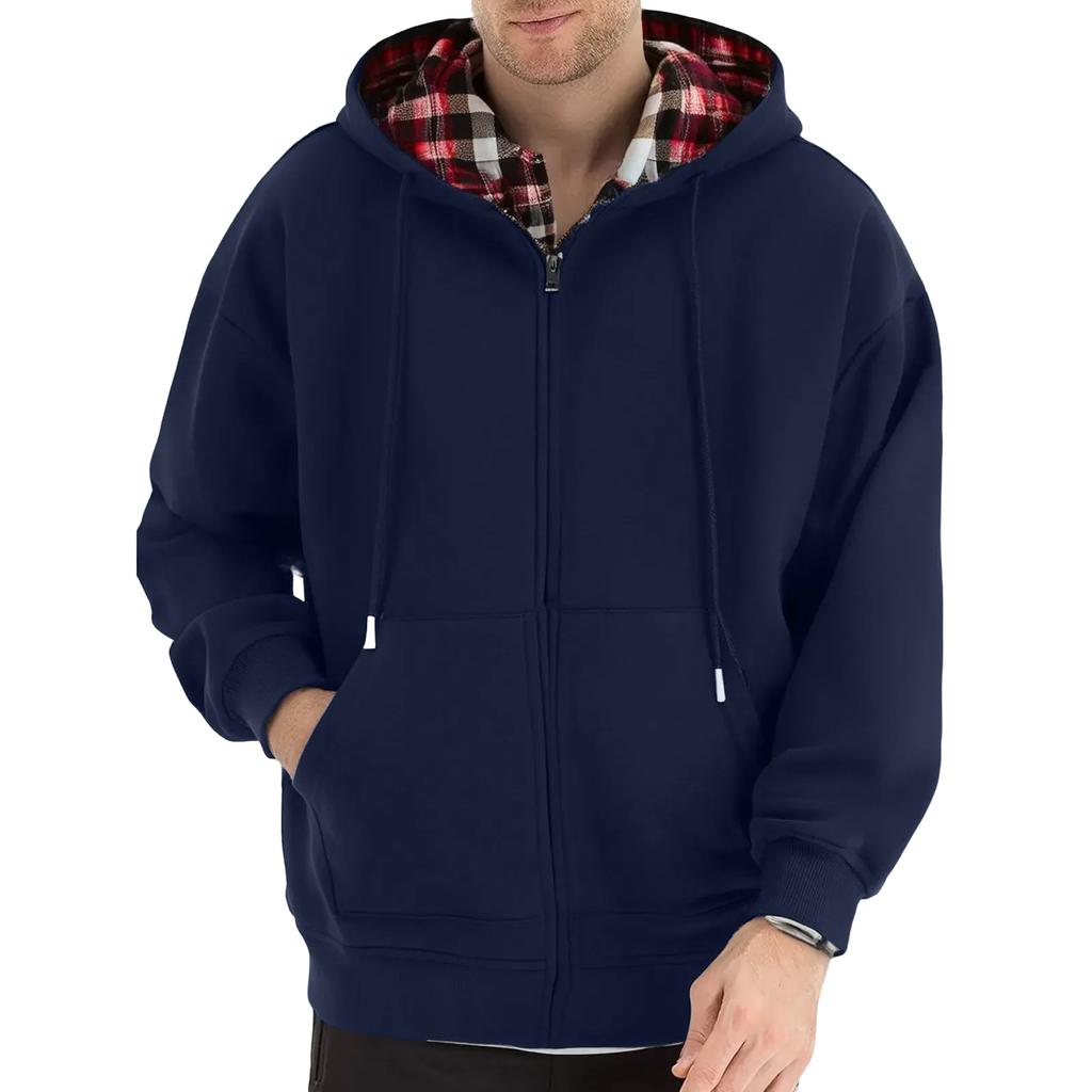 Men's Patchwork Top Loose Zipper Cardigan Jacket