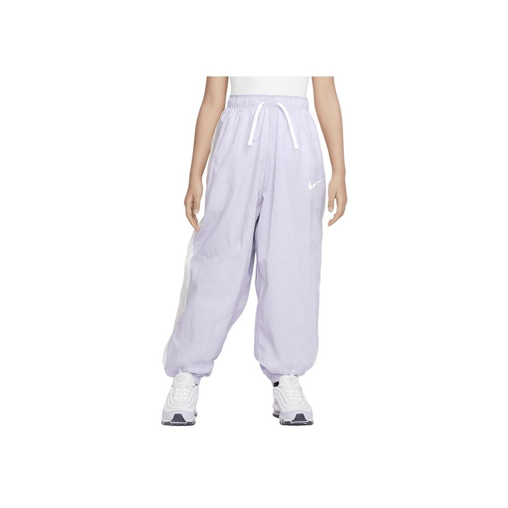 Nike Knit Sports Pants Sportswear Classics Solid Color Tapered Mid Waist Drawstring Light Purple Kids Pants FB1269-536