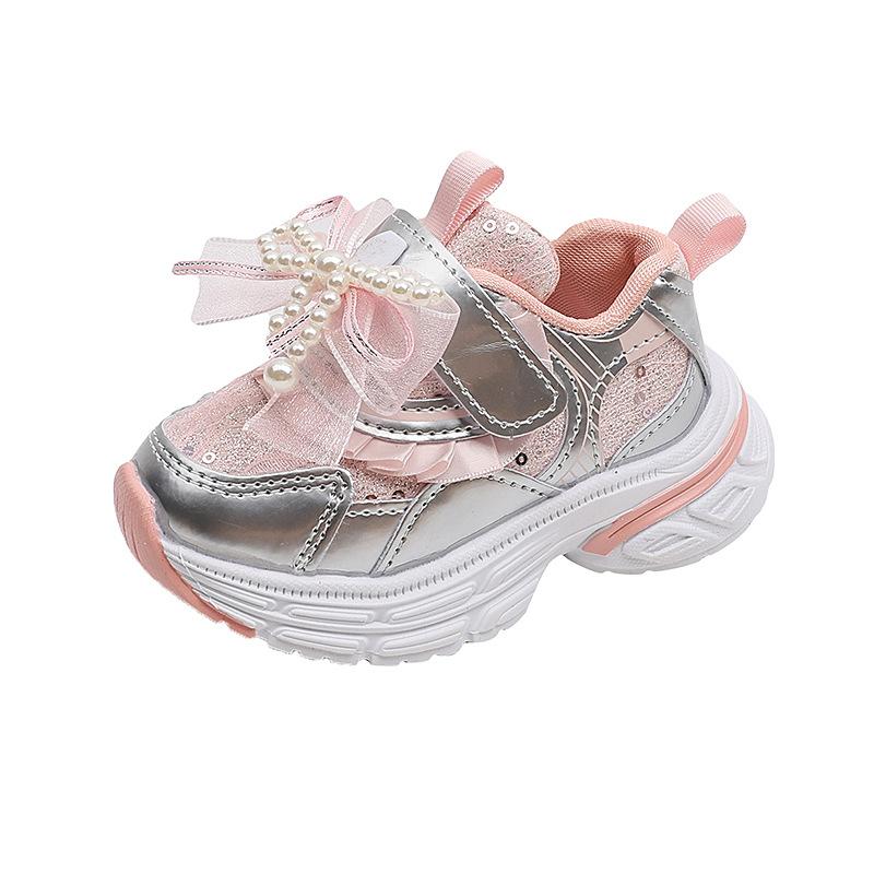 Spring Girls Mesh Chunky Sneakers Lightweight Breathable Student Running Shoes Comfortable Kids Athletic Trainers For Daily Wear
