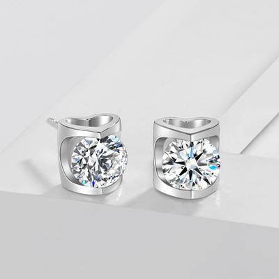 Cellacity Classic Earrings For Women Silver 925 Jewelry 1 Carat Created Moissanite Diamond Ear -Studs Yellow Pink Green Zircon