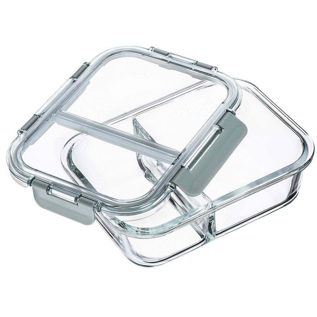 KADAX glass food container with 2 compartments and lid, 1 litre, 4 pieces