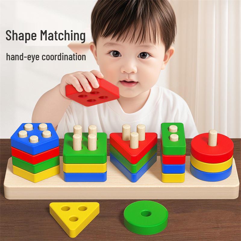 Montessori Stacking Rings: Geometric Shape Puzzle for Early Childhood Development (Ages 0-3)