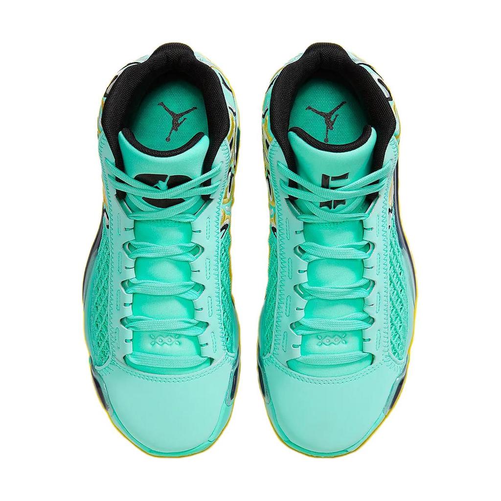 Jordan Air  38 Comfortable Sports Non-Slip Anti-Kick Shock Absorption High-Top Kids Basketball Shoes Kids Sneaker Green Blue Yellow HF7842-300