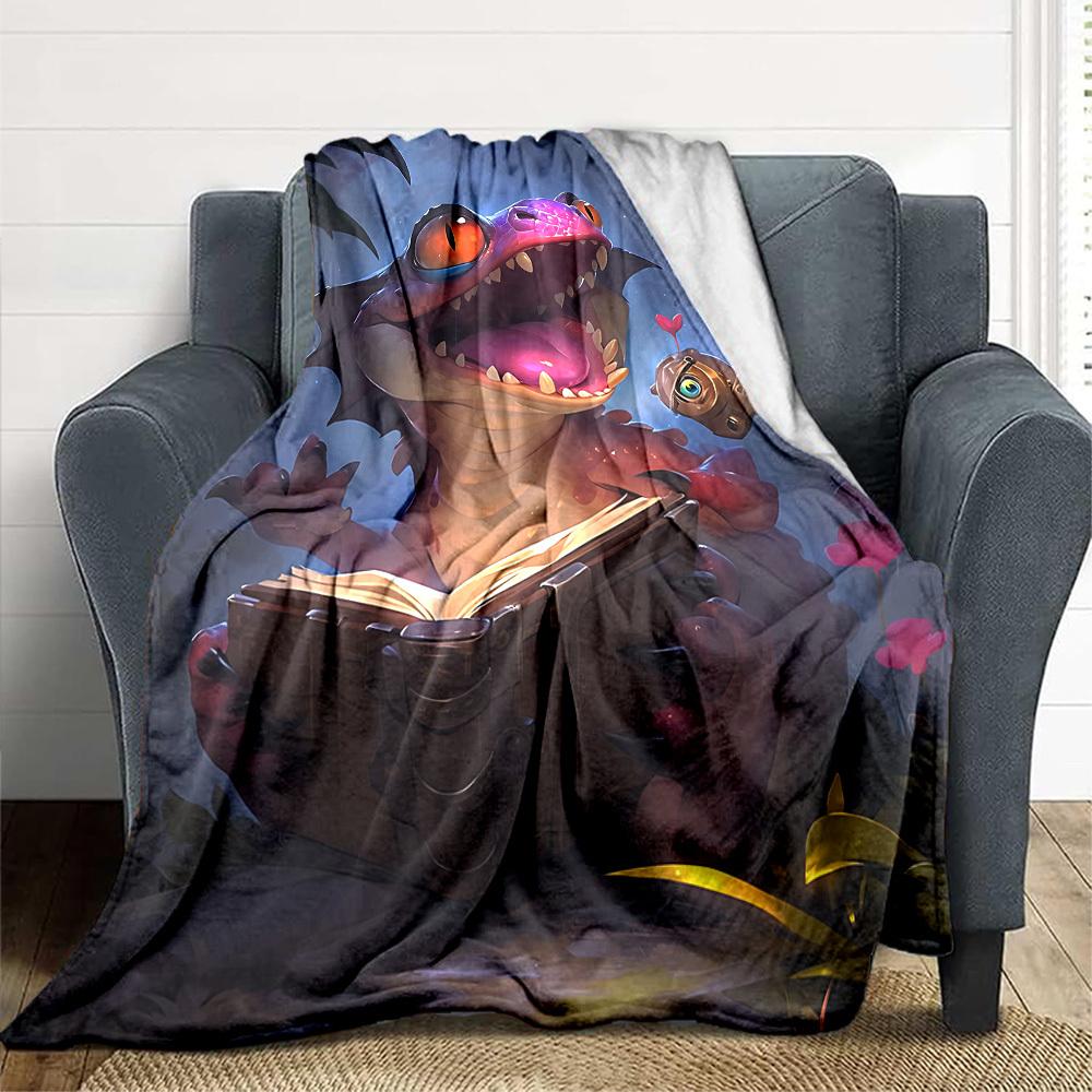 1pc Fantasy Dragon Book Blanket, Lightweight Flannel Fleece with Digital Printing, Soft Warm for Sofa, Travel, Camping, Office, Couch, Chair, and Bed, 100x150cm
