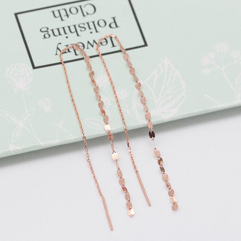 Exquisite Purple Gold Russian Kiss Chain Earrings 585 Rose Gold Plated Simple Korean Version Fashion Gold Earrings