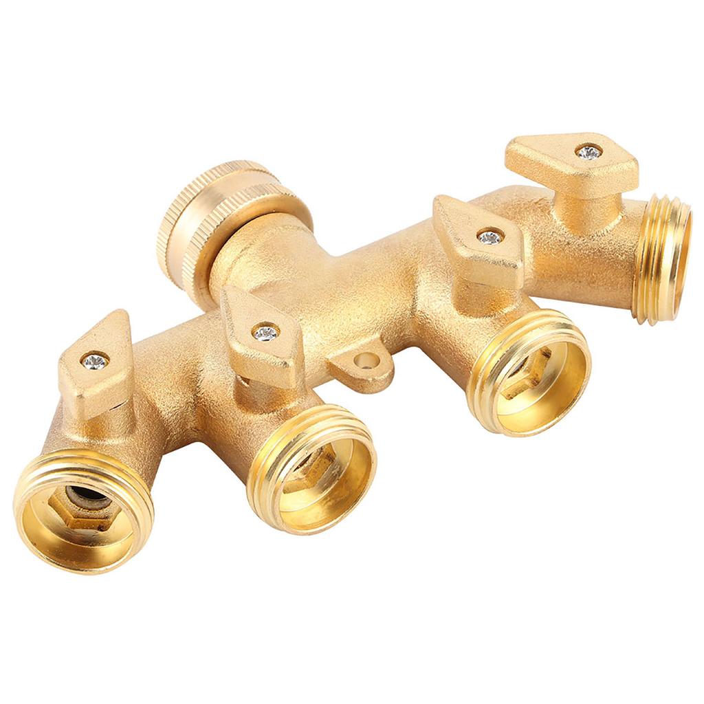 Brass Garden 4 Way Hose Splitter Hose Adapter Ball Valve Water Faucet Valve Connector