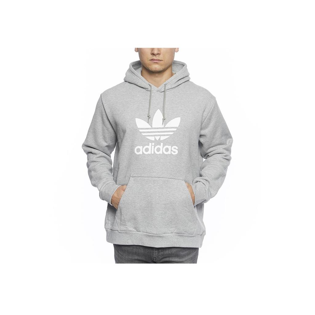 Adidas Originals Trefoil Hoodie Spring Autumn Sports Pullover Sweatshirt Men Tops Light-Grey DT7963