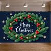 Xmas Banner Green Pine Christmas Party Banner Winter Banner White Flowers For Holiday Celebration Christmas Event Office