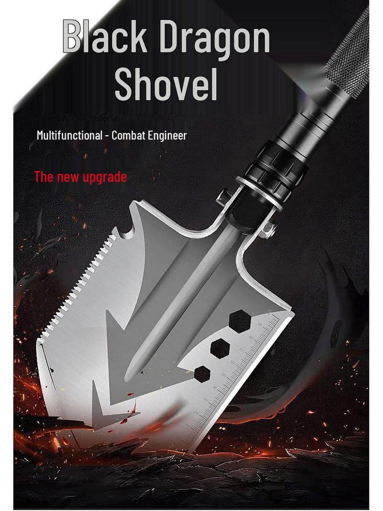 German Multi-functional Folding Spade: Enhanced Manganese Steel Camping Shovel for Outdoor and Vehicle Use
