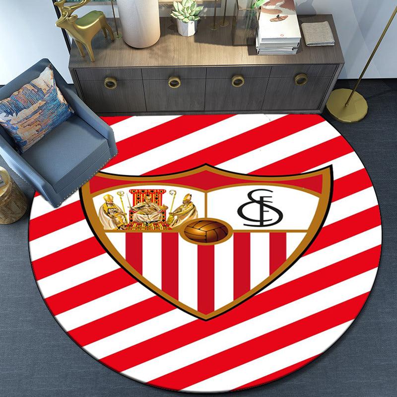 Sevilla Fc Crest Design Round Rug for Livingroom,Bedroom, Palyroom, Chair Rug, Area rug, Circle Carpet, Large Size Fan Christmas gift