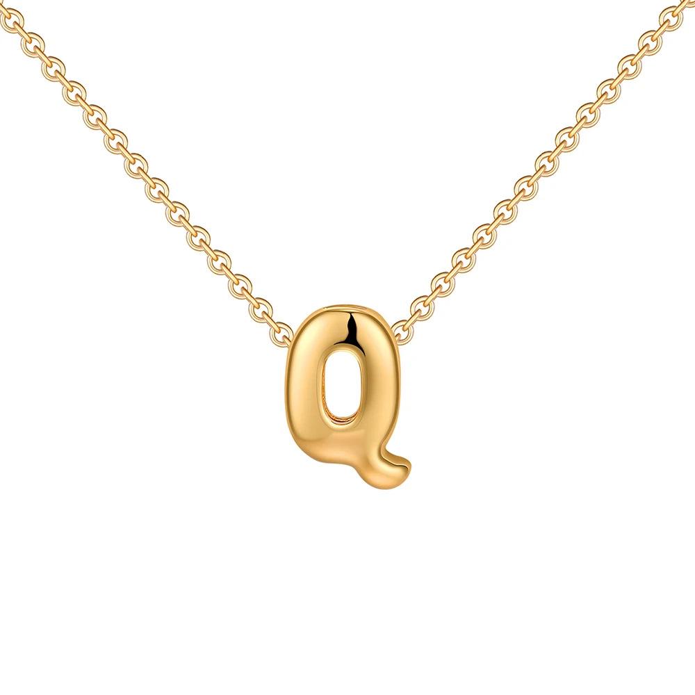 2pcs Fashion 26 Bubble Letter Necklace Gold Necklace