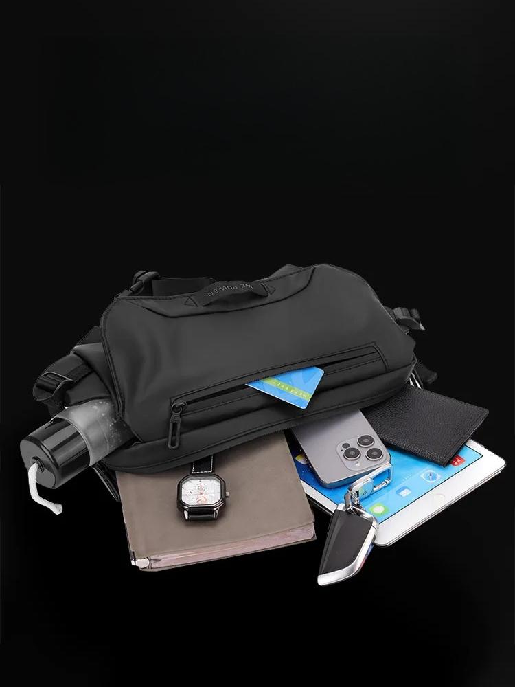 Multi-functional Portable Men's Shoulder Bag Waterproof Outdoor Sports Chest Bag Travel Waist Pack Crossbody Sling Bag