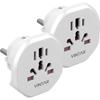 Travel Adapter - Vintar - 2pc - Universal - White - Compact and Secure