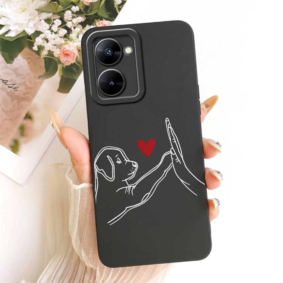For Realme V30 V30t RMX3618 RMX3619 Cute Cat Flower Cartoon Phone Case For RealmeV30 V30T 5G Soft Silicone Cover Bumpers