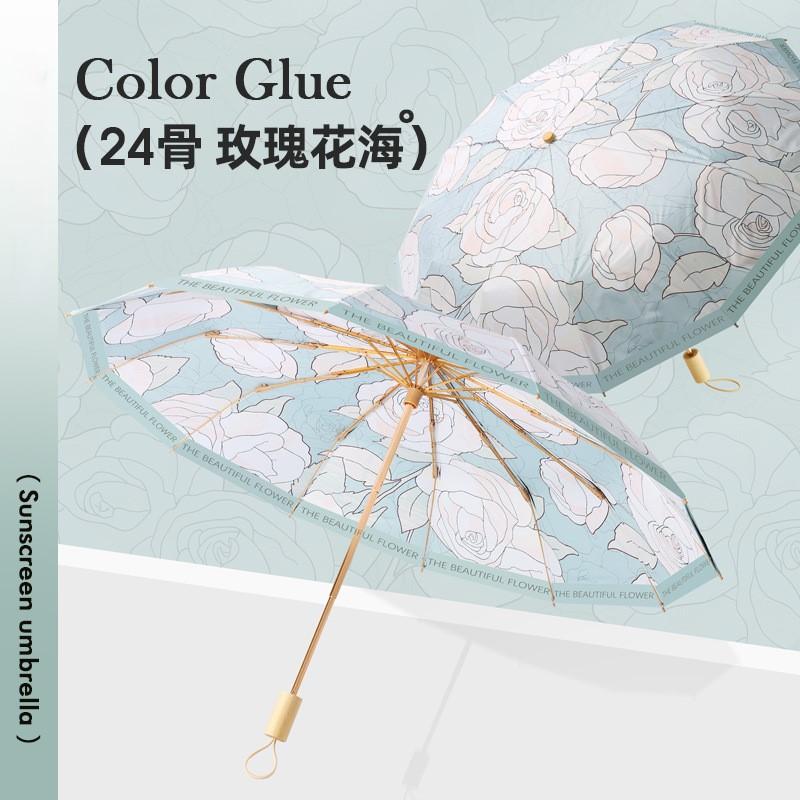 

Солнечный и Дождливый Зонт, Ретро Двухслойный Зонт от Солнца с Двойным Цветком для Женщин, Защита от Солнца УФ, Ветрозащитный 3-Складной