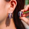 Earrings Three-Color Electroplating Micro-Inlaid Zircon Exaggerated Earrings Ear Buckles