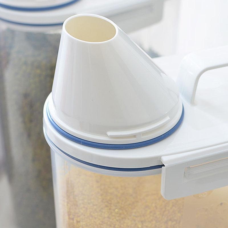 High Quality PP Cereal Dispenser Storage Box Kitchen Food Grain Rice Containers with Measuring Cup
