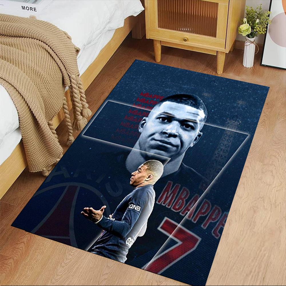 Star Player Kylian Mbappé Floor Mat Suitable for Playrooms Foyer Kitchen Living Rooms Antislip Carpet Anime Office Decor Wedding Party Gift