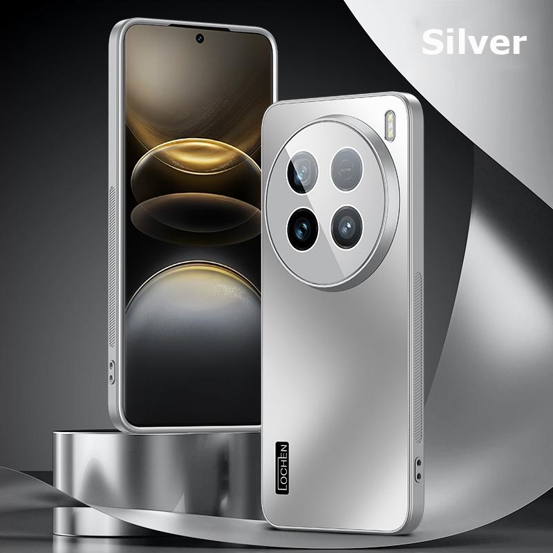 

For vivo X200 X100 X100s Pro mini Ultra Dazzle Plating PC Shell Camera Cover With Lens Film Super Anti drop Силікагель Edge Anti-slip Case Protector X200 Pro срібний