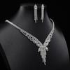 High-end Light Luxury Zircon Necklace Women's Water Drop Fringed Earrings Jewelry Set Cold Wind Collarbone Hair