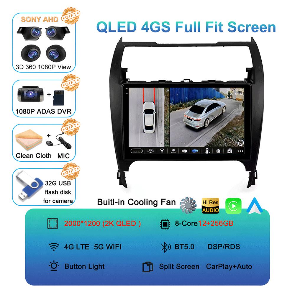 Car Radio Android 14 Carplay Auto For Toyota Camry 7 XV 50 55 2012 - 2017 Navigation GPS Multimedia Player video Stereo WIFI+4G