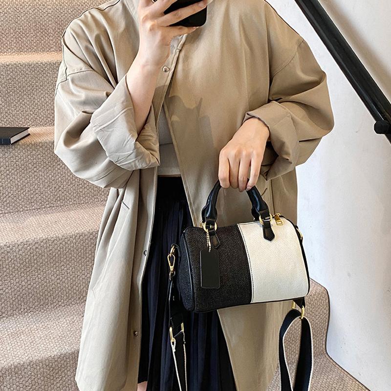 Patchwork Colorblock Small Handbags For Women Denim Shoulder CrossBody Bags Casual Street Boston Designer Purses CLE