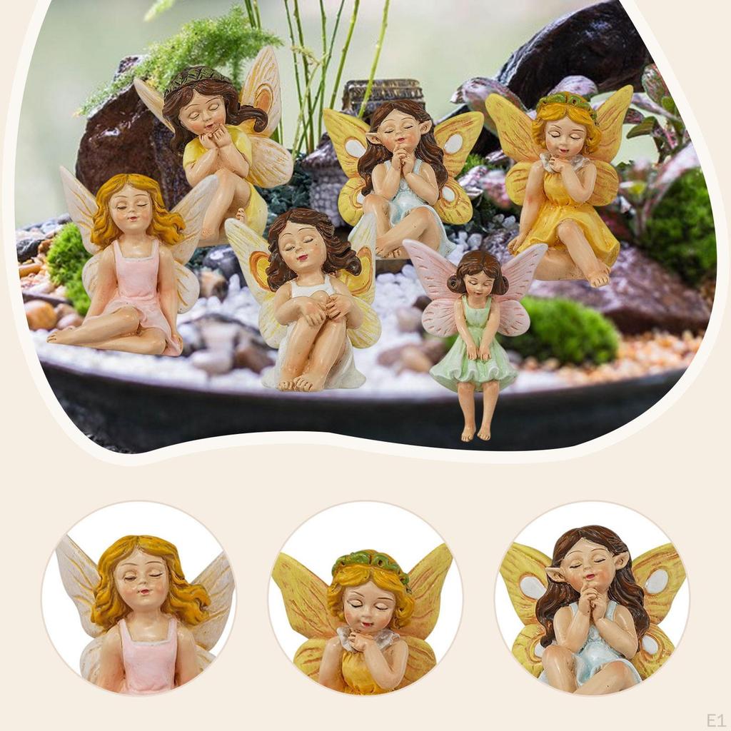 6x Fairy Garden Accessories Mini Decorations Decorative Ornaments Angel Statue Miniature