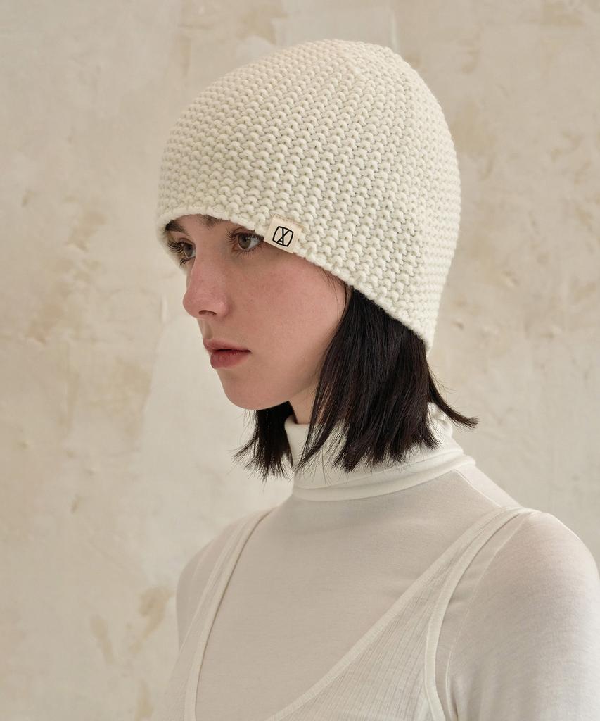 Bajal Va Square Label Cozy Beanie Ivory