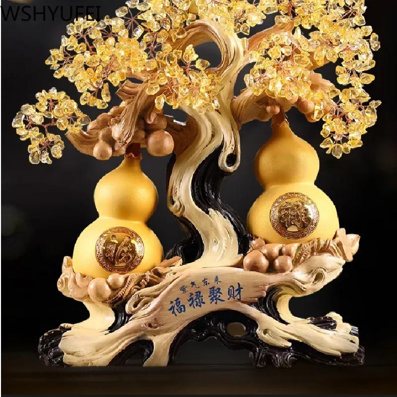 Statue de gourde Feng Shui en résine, arbre porte-bonheur de style chinois, décoration d'intérieur, cadeaux de mariage