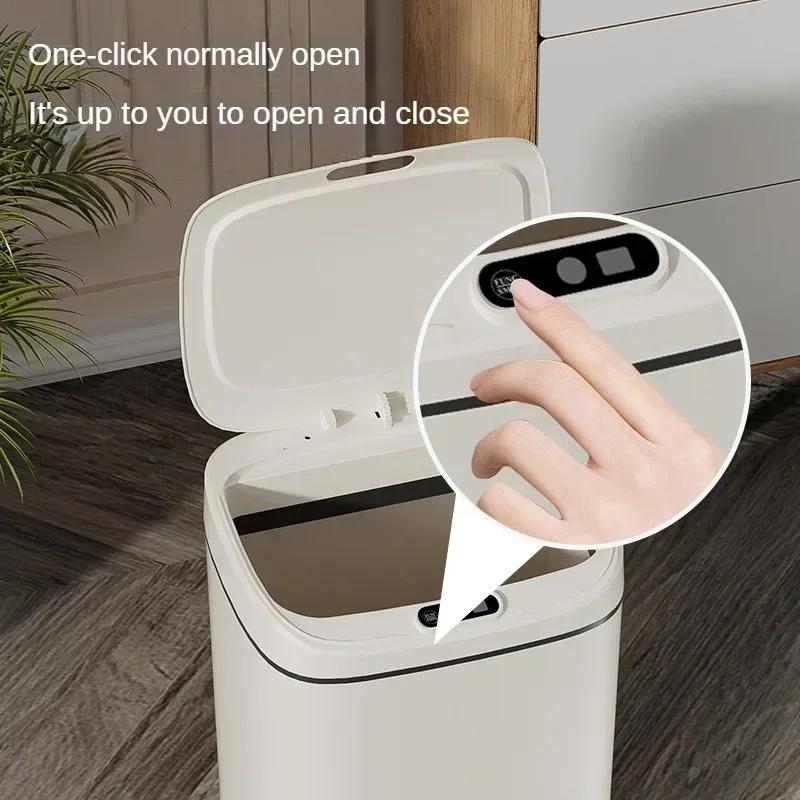 16L Smart Sensor Trash Can Waterproof Garbage Storage Box with Lid Three-sensor Mode USB Bathroom Kitchen Bedroom Wastebasket