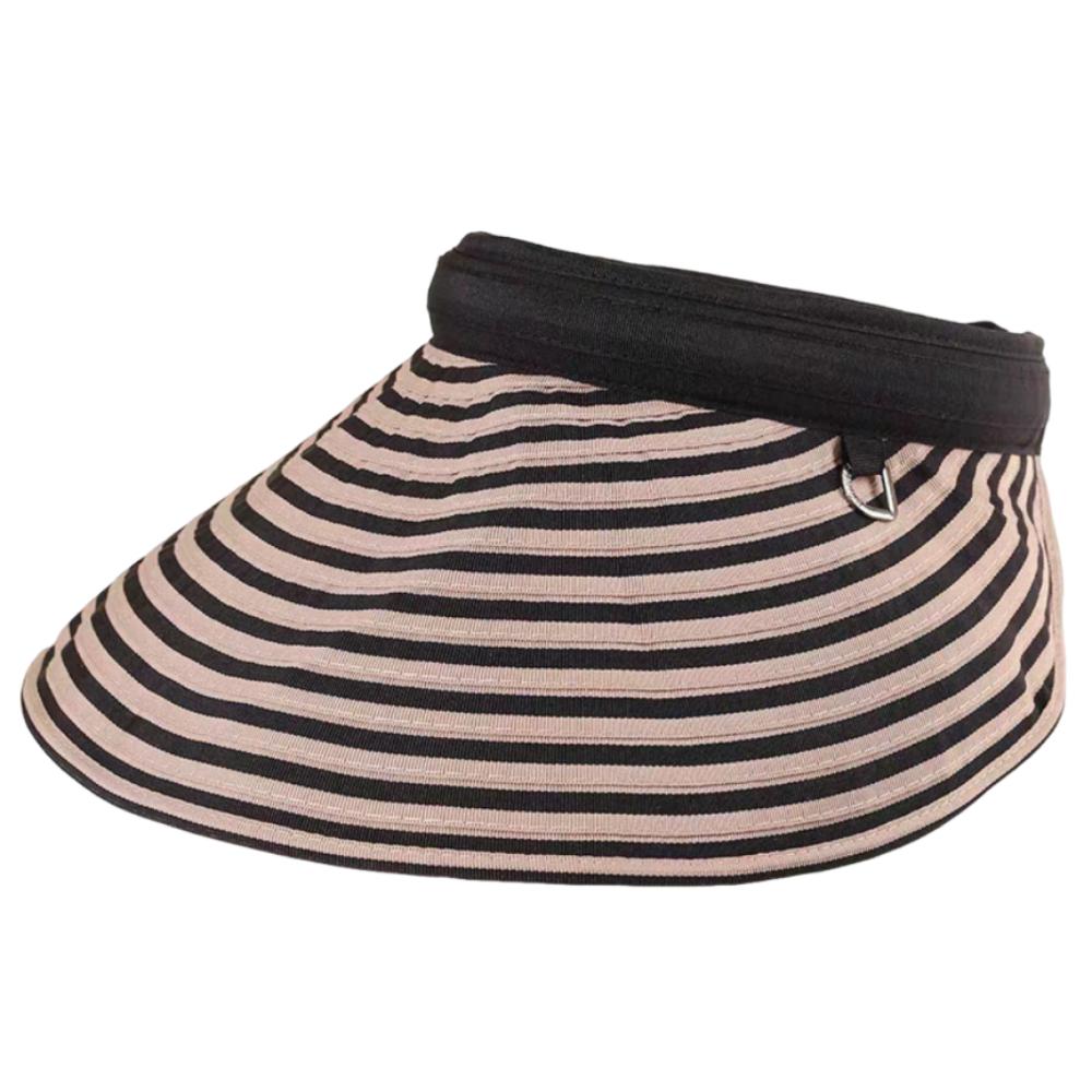 Foldable Stripe Empty Top Hat Wide Brim Striped Headband Fashion Sun Protection Cap Beach Holiday