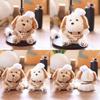 Cartoon Cute Puppy With Chef Hat Spoon Plaid Apron Plush Toy Keychain Pendant
