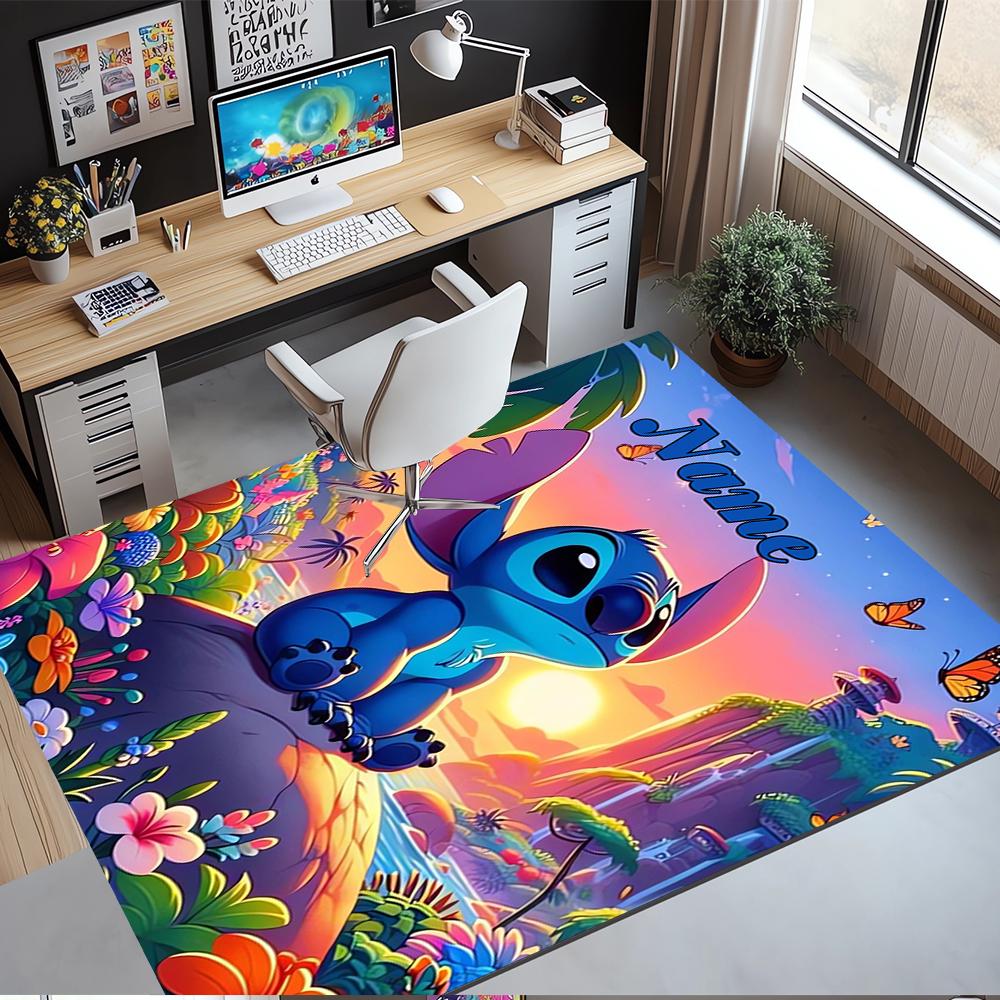Custom Name Stitch Printed Carpet,Rug for Office Chair Living Room Bedroom Kitchen Room Decor Gifts.