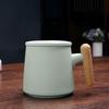 Creative Ceramic Mug with Wooden Handle and Lid