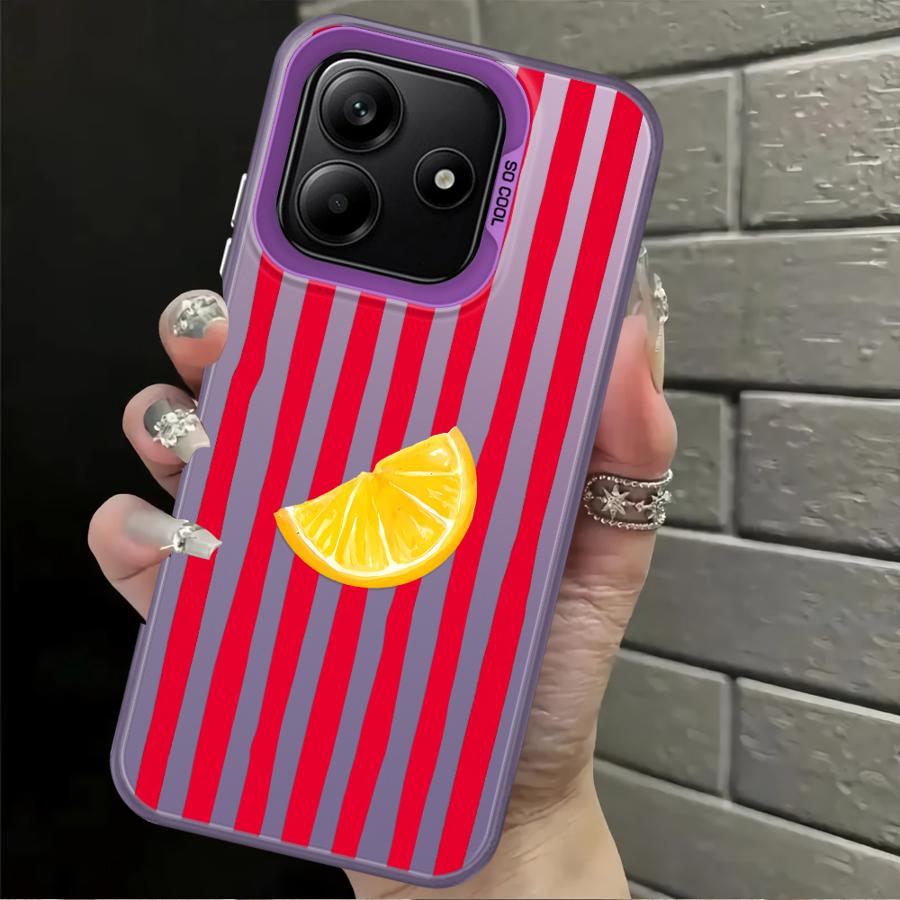 Case for Xiaomi Redmi A5 A1 A2 Plus 9C 13C K60 12C Note 9 10 10C 14C 9T Back Phone Cover Lemon Cool Stripe Pattern