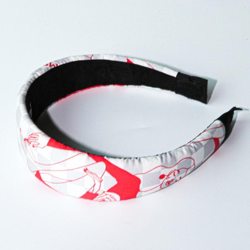 LOVUEE Love Is Bitter Sweet Grey Red Checkerboard patterned Headband