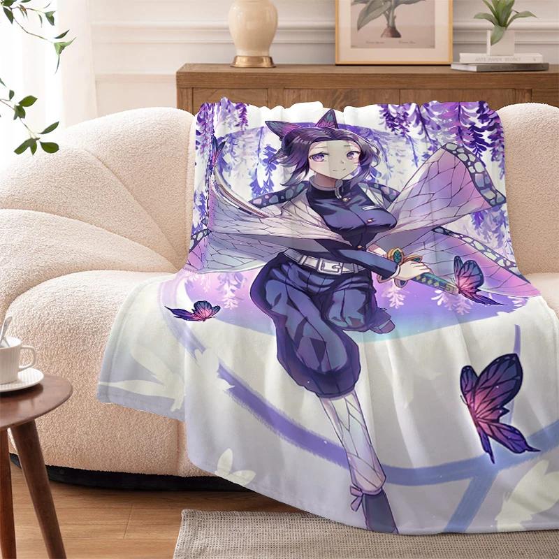 Sofa Blankets for Winter Anime D-Demons Slayer Warm Knee Bed Fleece Camping Fluffy Soft Blankets Microfiber Bedding King Size