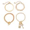 Light Luxury Diamond Lock Key Bracelet Vintage Fashion Metal Snake Bone Chain Bracelet