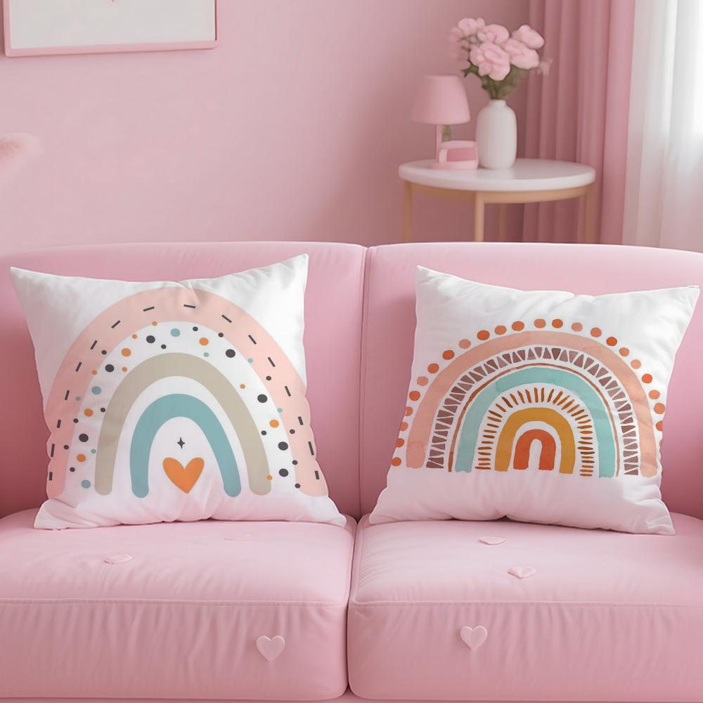 Classic Theme Rainbow Cushion Cover Soft & Easy-Wash Pillow Case – Versatile For Couch, Bed, Travel And Office