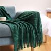 Nordische Strickdecke Einfarbig Sofadecke mit Quasten Reise Leichte Luxusdecke Pucken für Bett Heimdekor 130x180cm