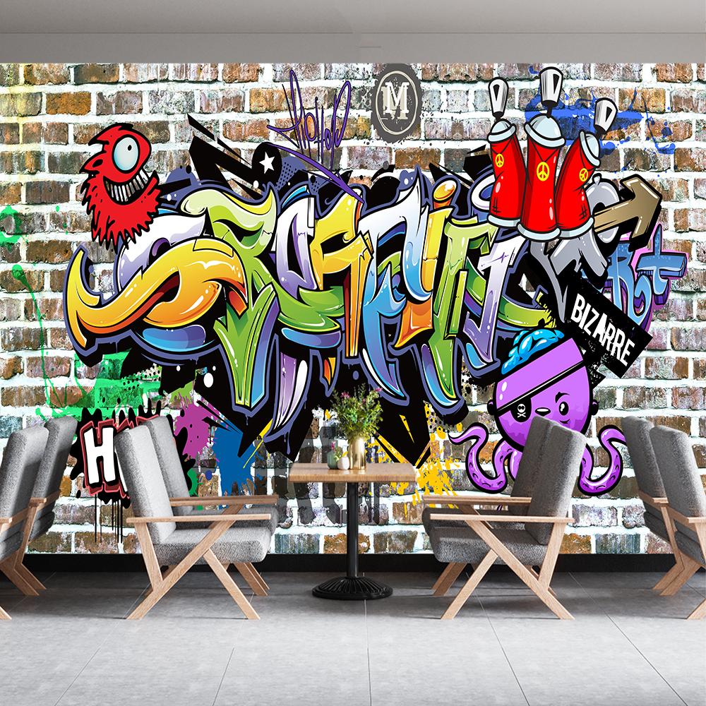 Brick Graffiti Wallpaper 3d Graffiti Mural Bedroom Living Room Cafe Bar Graffiti Wall Murals Home Decor