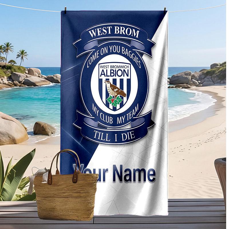 West Bromwich Albion FC Personalisier Handtuch mit Aufdruck Fußball Logo Unterstützung Benutzerdefinierter Name Text Absorptionsfähiges Handtuch Für Sport Reisen Besonderes Geschenk