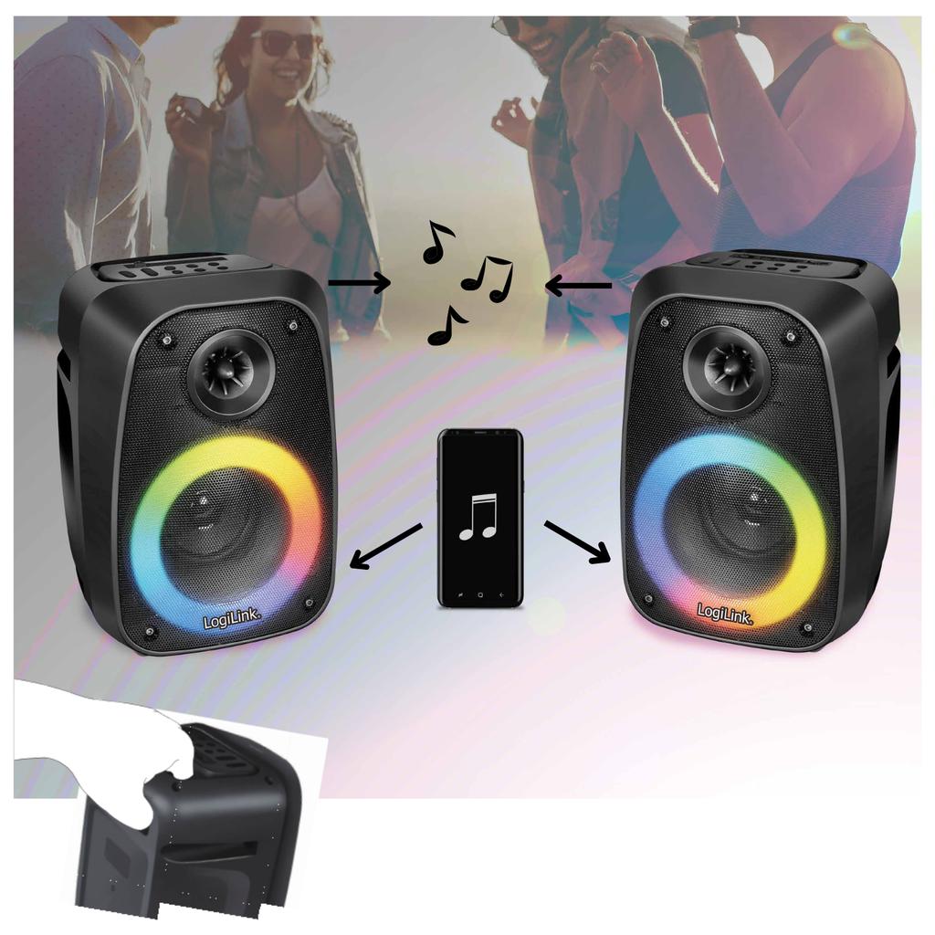 Altoparlante Bluetooth portatile wireless TWS RGB LogiLink 10W EQ RGB BT5.0