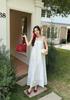 Summer New Green-style New Chinese Style Loose Heavy-duty Lace Lace Chiffon Camisole Long Dress for Women